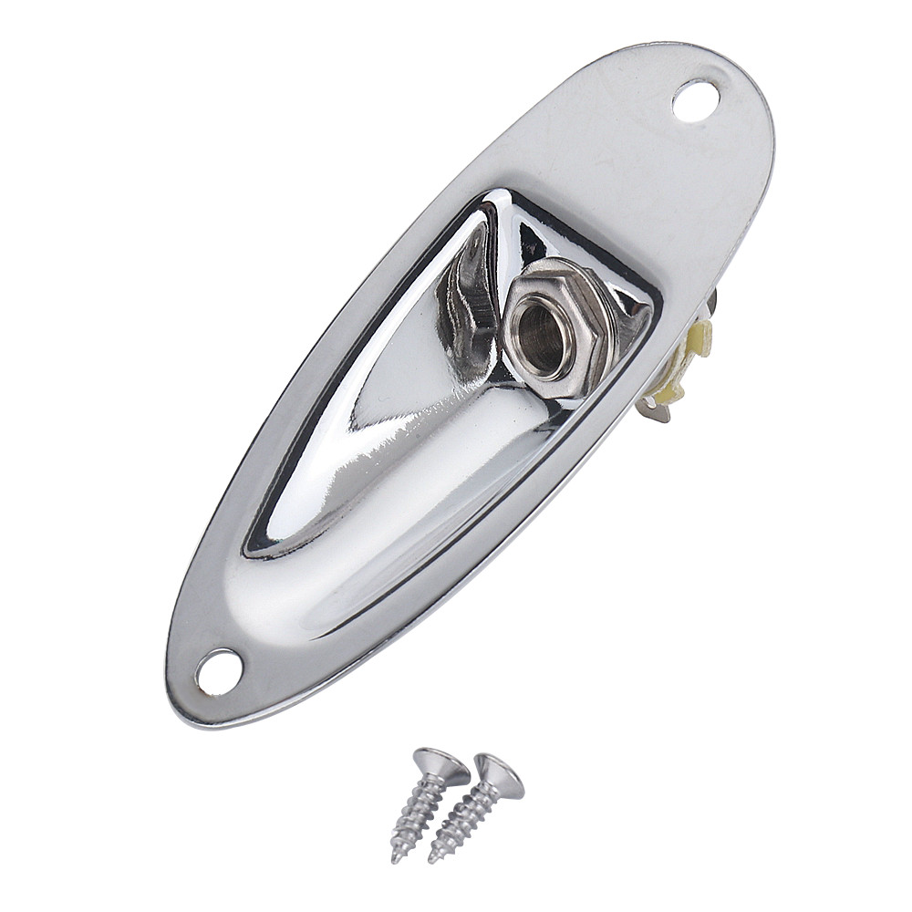 1 Pcs Boat Style Strat Jack Plate for Fender Stratocaster Electric Guitar Chrome