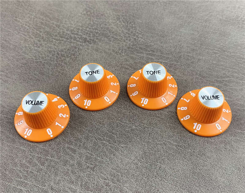 4Pcs Organe Epiphone Les Paul Knobs Set Witch Hat Top Silver Inserts Fit LP SGST