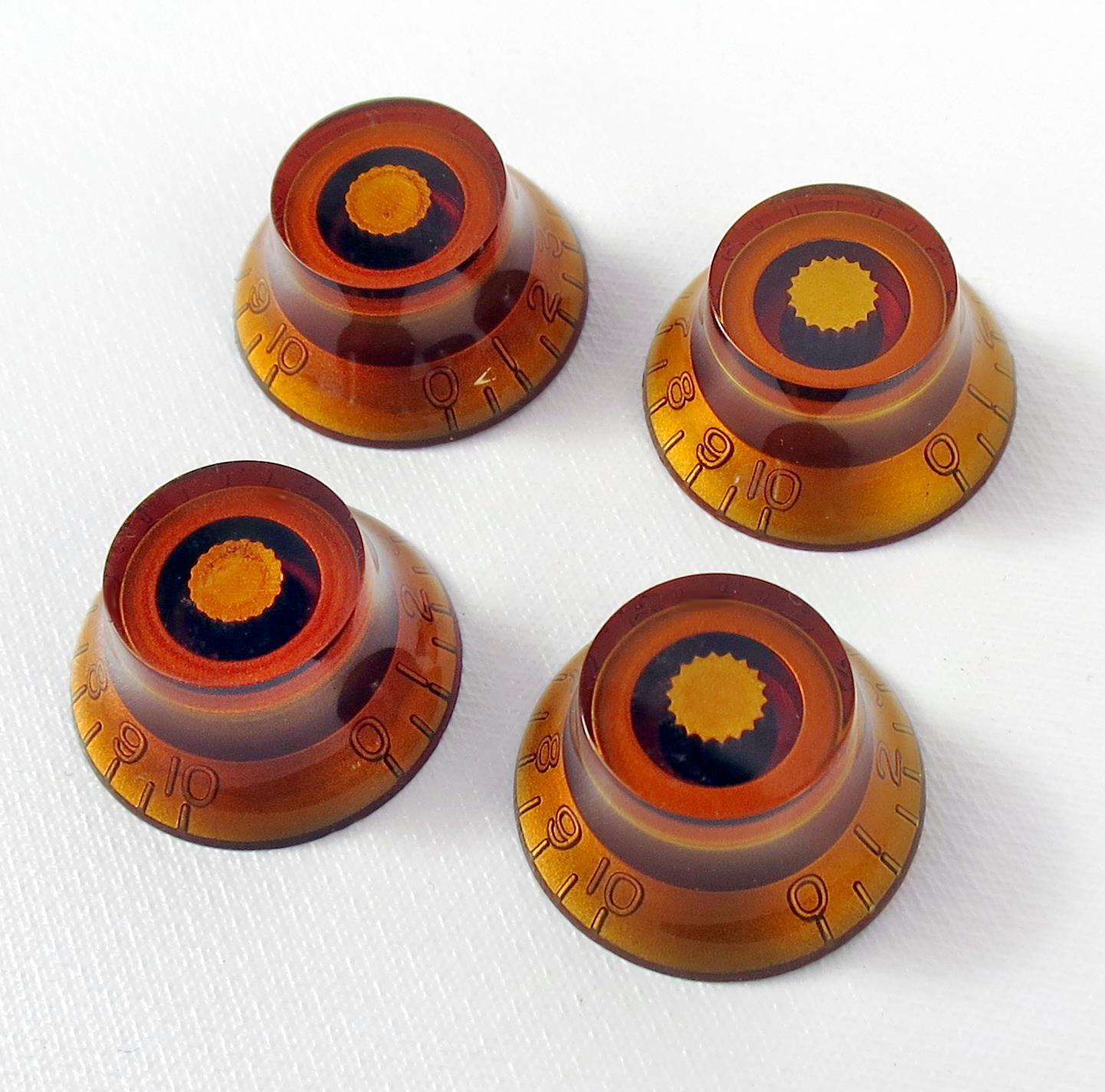 Amber ANTIQUE Look KNOB Set of 4 Bell Style Tough to Find FREE USA SHIP