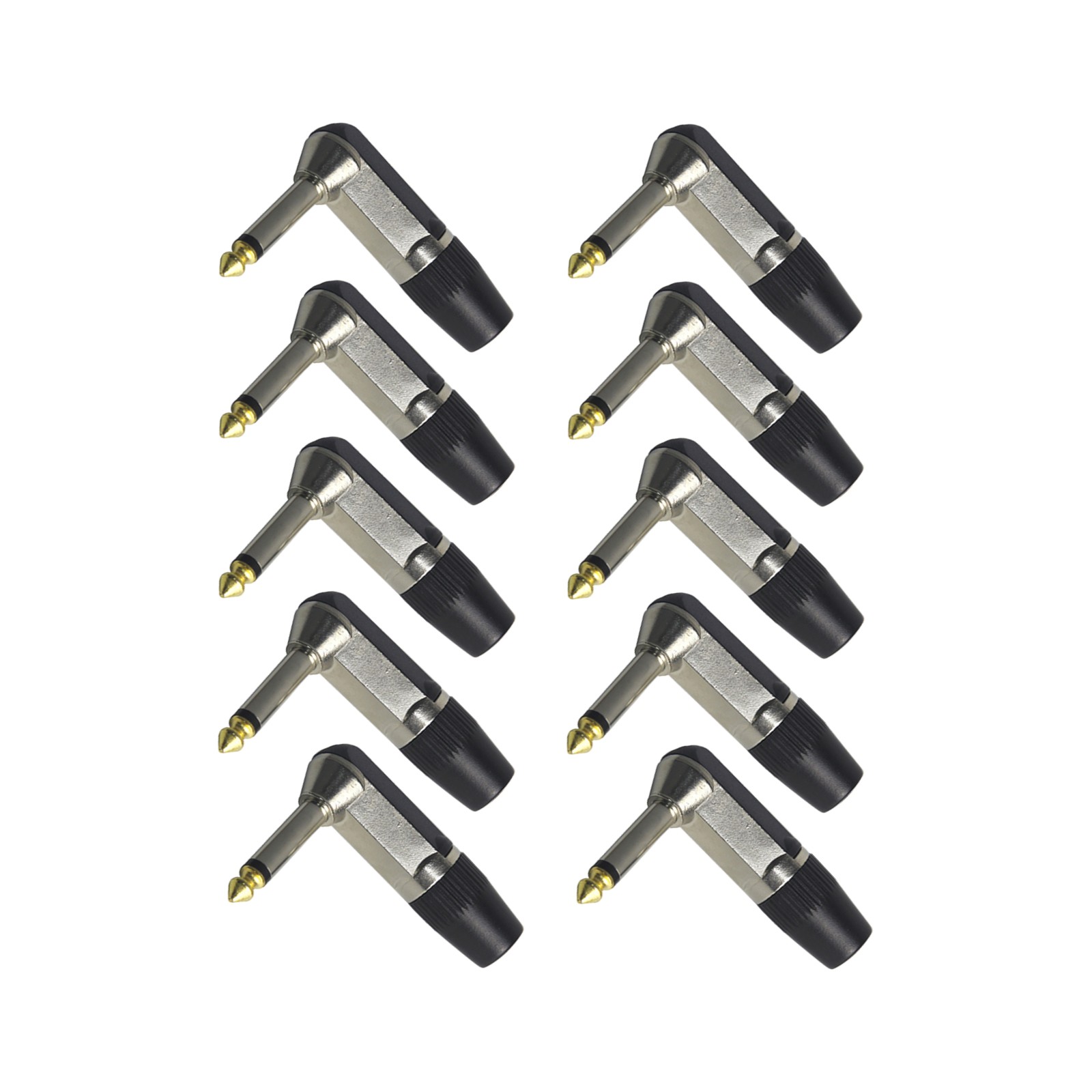 10x 6.35mm 1/4″ Jack Mono Male Plugs Guitar Cable L Shape Right Angle Connectors