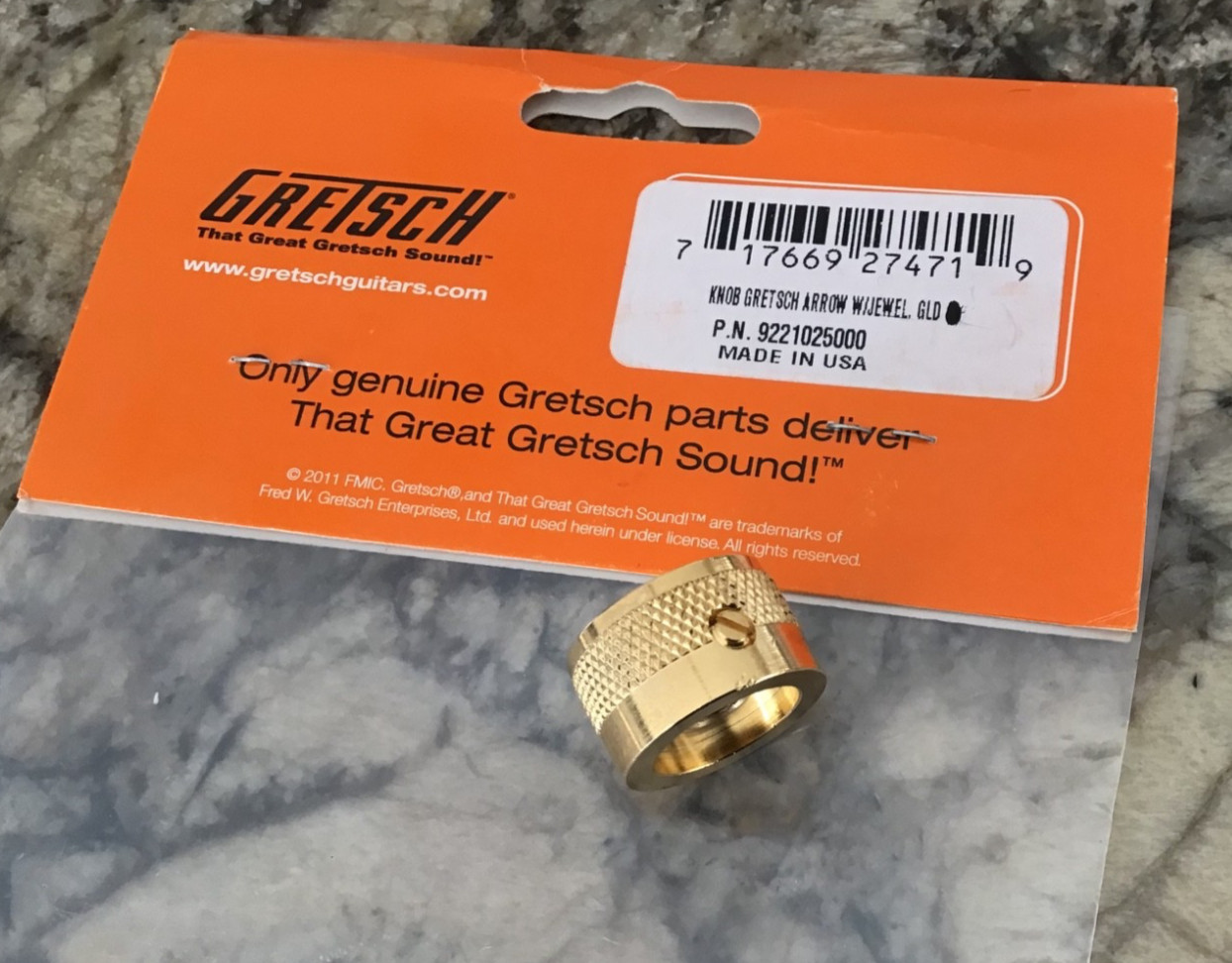 GRETSCH GUITAR GOLD KNOB – GRETSCH ARROW W/ JEWELS (1PC) 922-1025-000 “B” STOCK