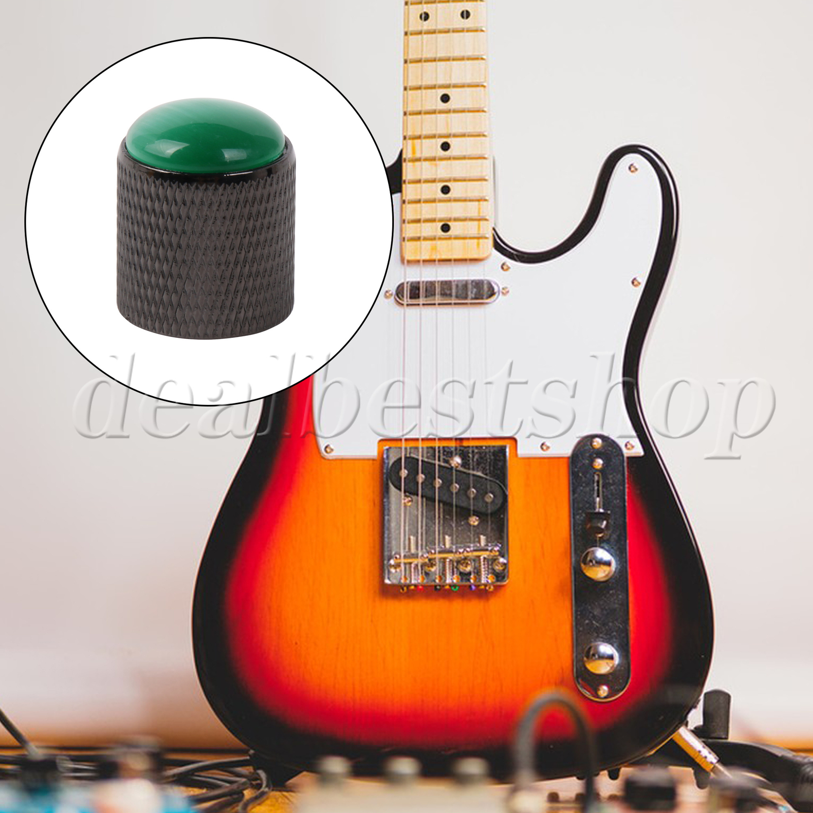 Professional Guitar Control Knob w/ Green Glass Inlay 0.89 x 0.75 Inch