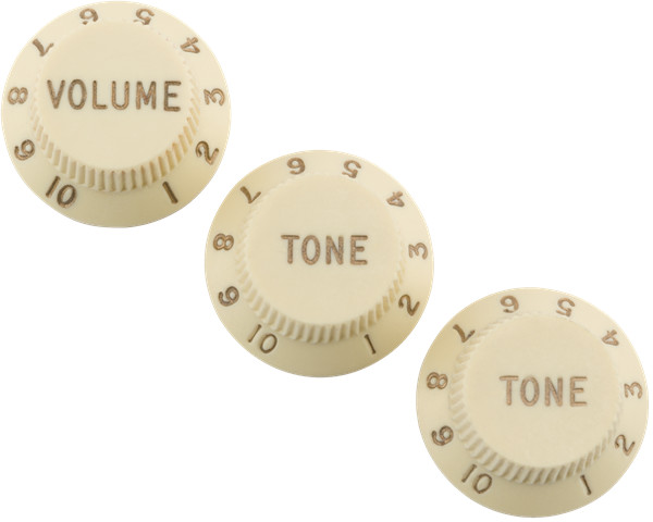 Genuine Fender Strat® Aged White Knobs, 2 Tone 1 Volume