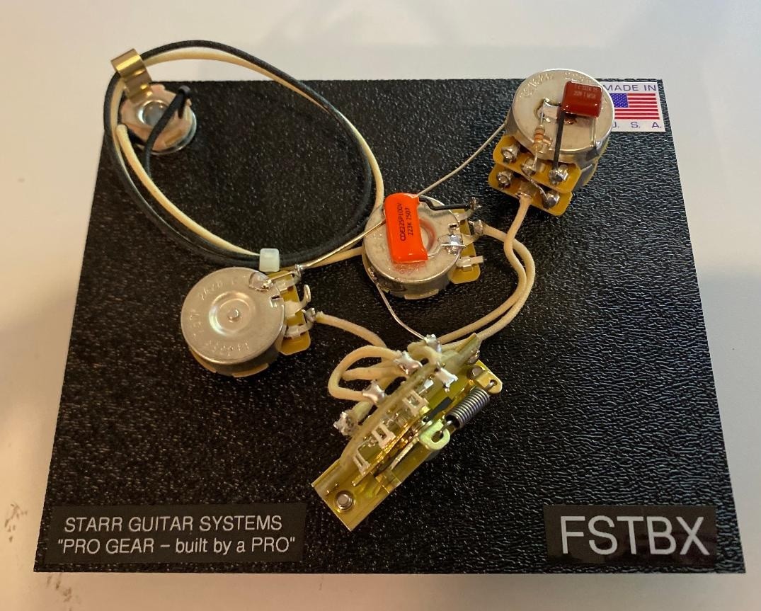 Wiring harness for Fender Stratocaster with TBX control: CTS – CRL – Switchcraft