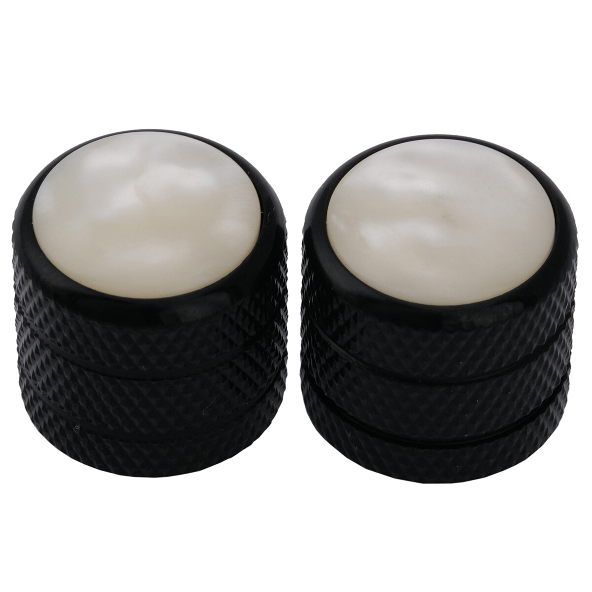 Musiclily Pro 2Pcs Black Metric Steel Pearl Top Dome Knob For Import Tele Guitar