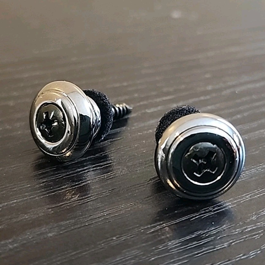 Schecter Electric Guitar Genuine OEM “Smoked Chrome” Strap Buttons EXCELLENT