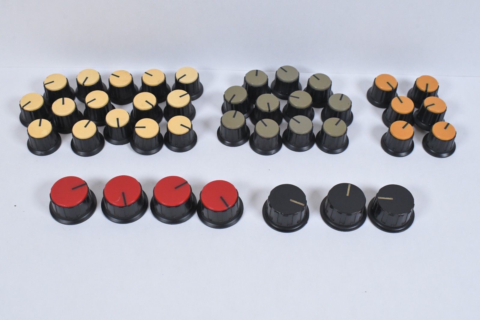 Lot of 38 Vtg Plastic Replacement Knobs for 80s-90s Music Equipment Guitars Amps