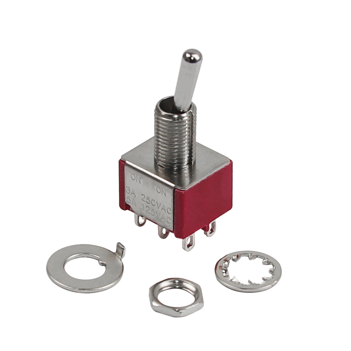 FLEOR Red 2-way Mini Guitar Toggle Switch DPDT Type 2-Position ON/ON 3A
