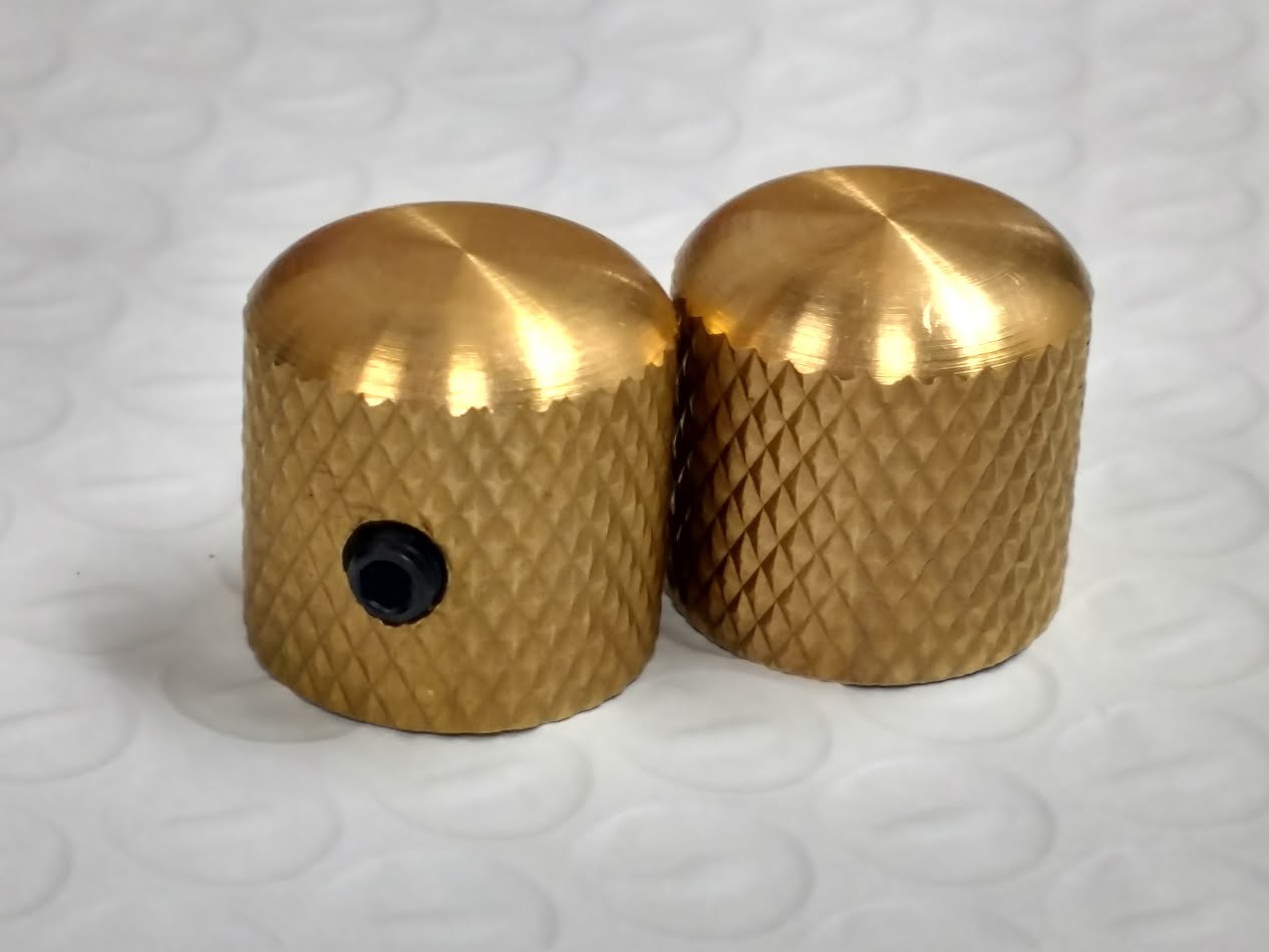 Raw Brass Unplated Knurled Dome Knobs Fits Fender Strat & Tele Bass & guitar