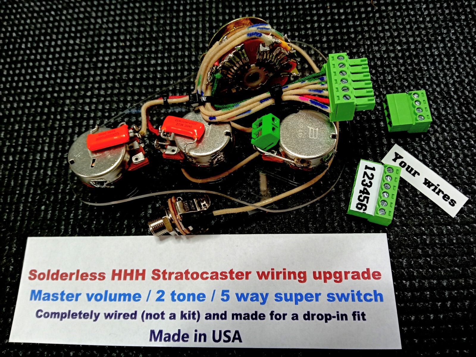 Stratocaster Solderless HHH Wiring Upgrade/Custom Switching/No-Load Tones