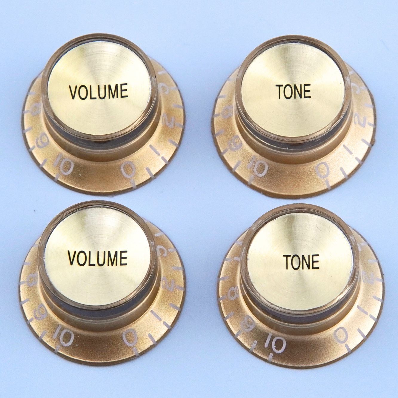 Top Hat Gold & Gold Reflector 2 Volume 2 Tone Knobs Metric Fits Les Paul SG