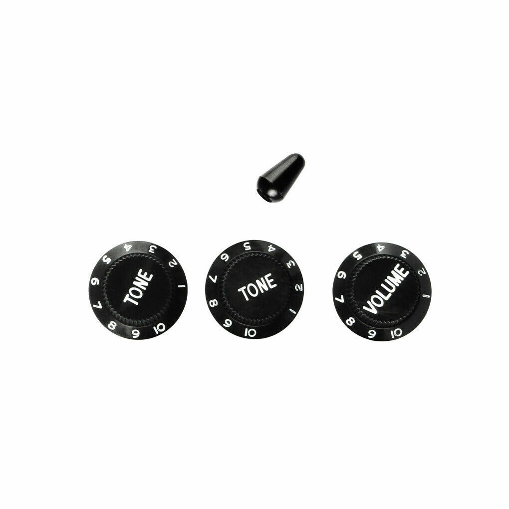 FERNANDES Black 2T1V Tone Volume Knob & 5 Way Switch Tip Cap for Strat Guitar
