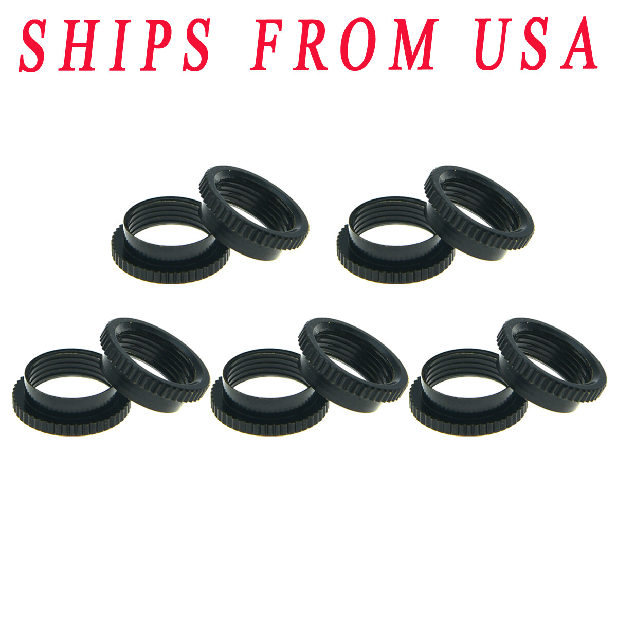 10* Black 15/32″ Fine Knurl Deep Guitar Nuts Toggle Switch Nut For Switchcraft