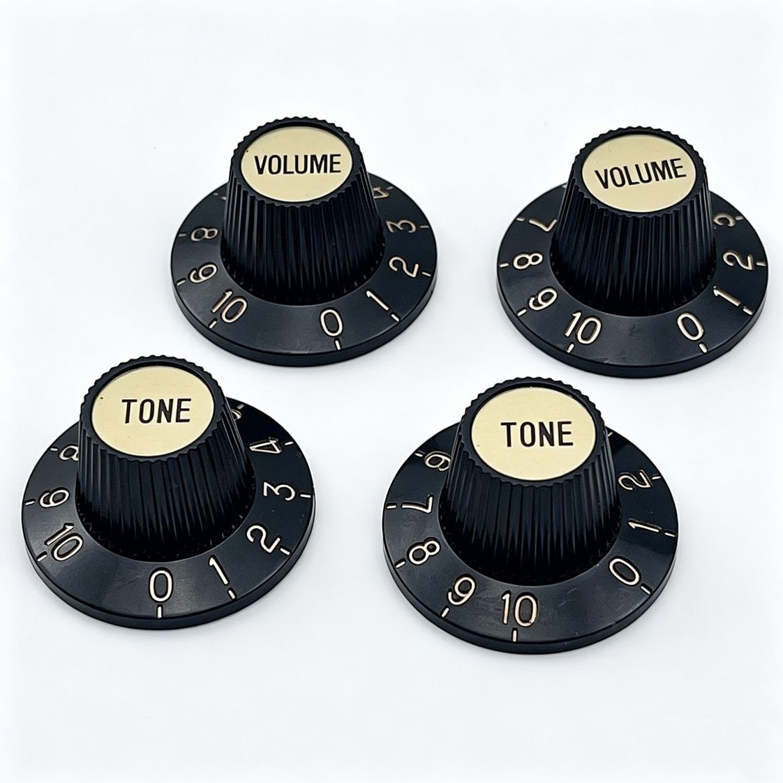 Black Witch Hat Control Knobs with Gold Inserts for Gibson Pots Epiphone Gold