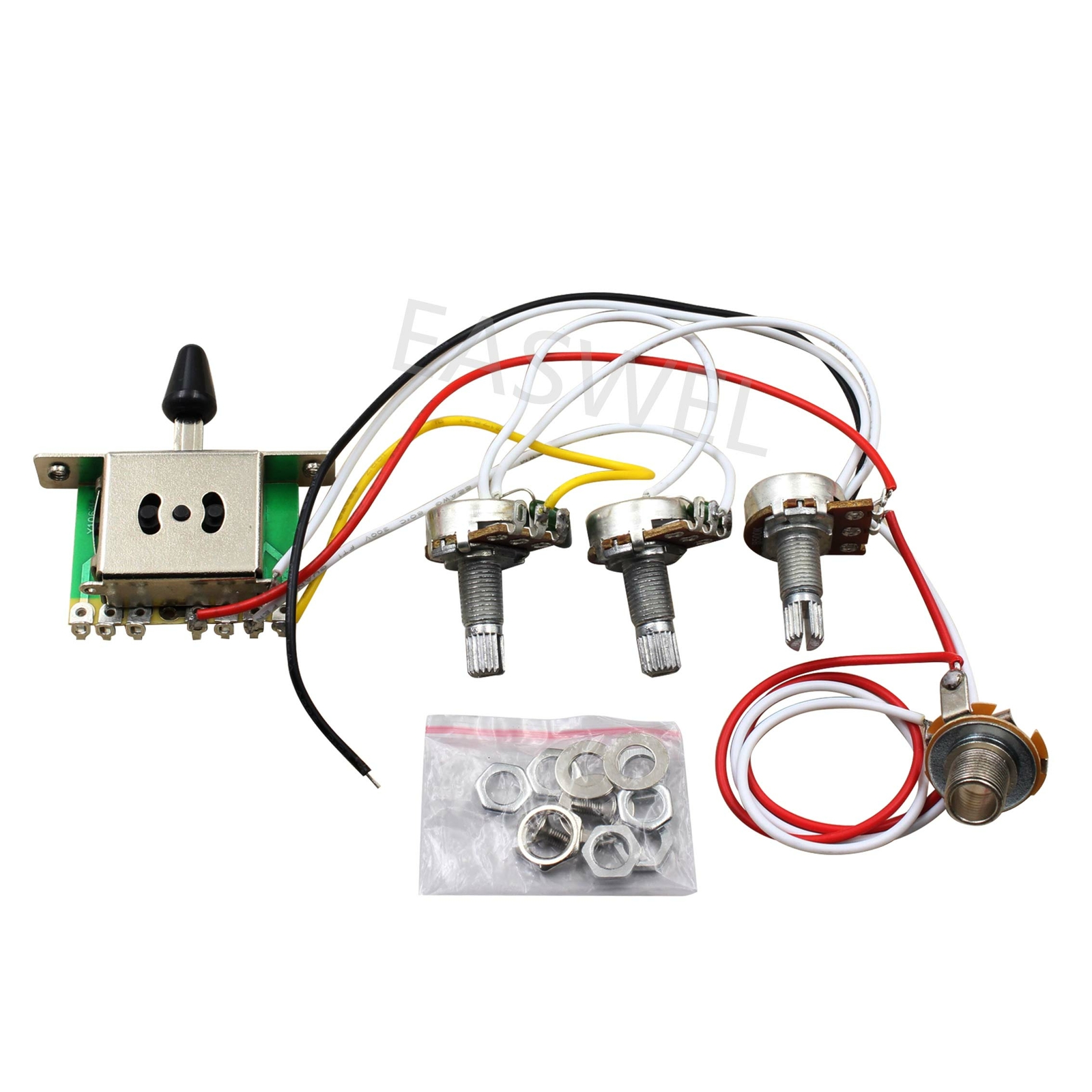 Guitar Wiring Harness Kit 5 Way Switch 1V2T 500k Pots for Fender Strat