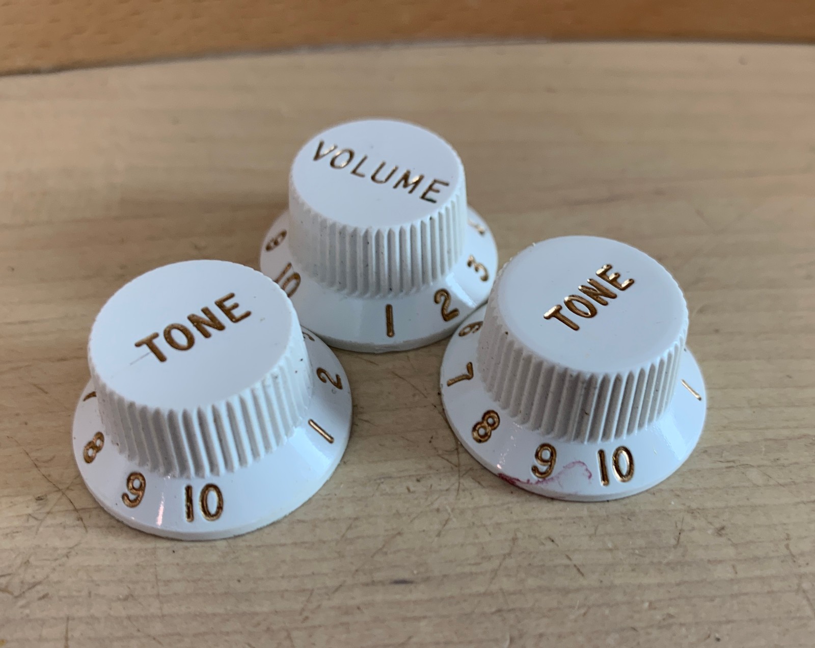 Lot Set of 3x Stratocaster Control KNOB COVER Replacement Parts White Gold 5.5mm