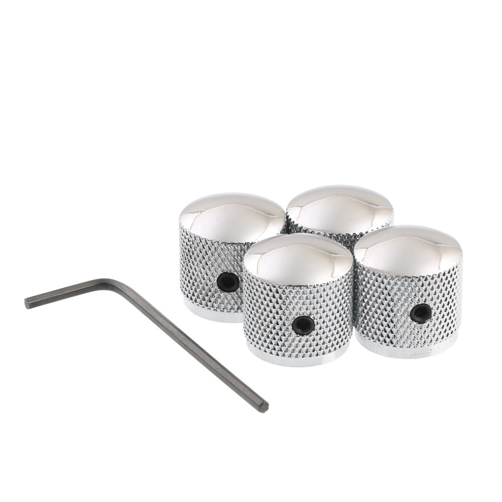 4pcs Metal Dome Knob Volume Tone Screw Type Electric Guitar Silver