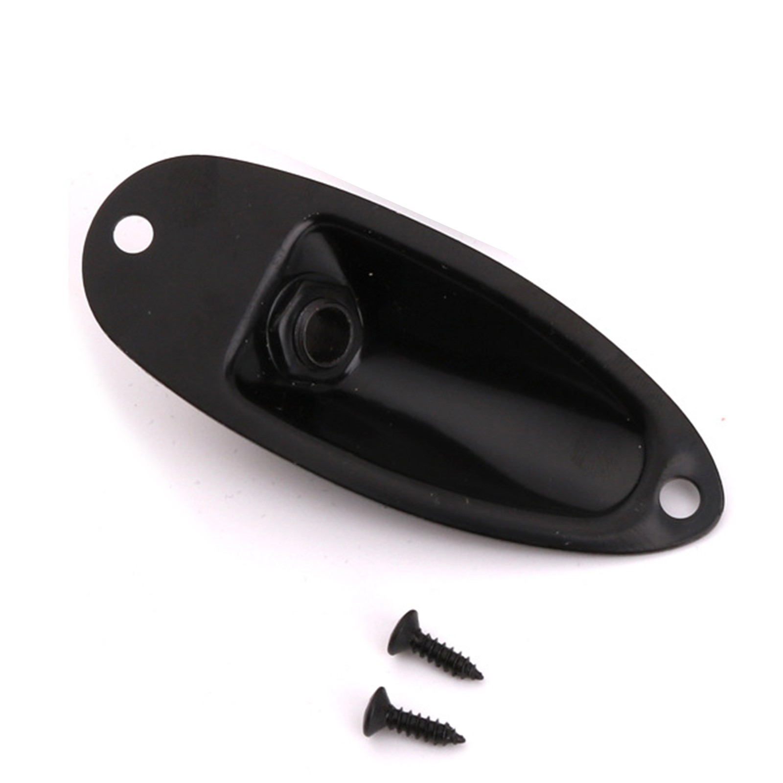 Metal Jack Plug Socket Cover Plate With Screws For FD Strat Guitar Boat Style q
