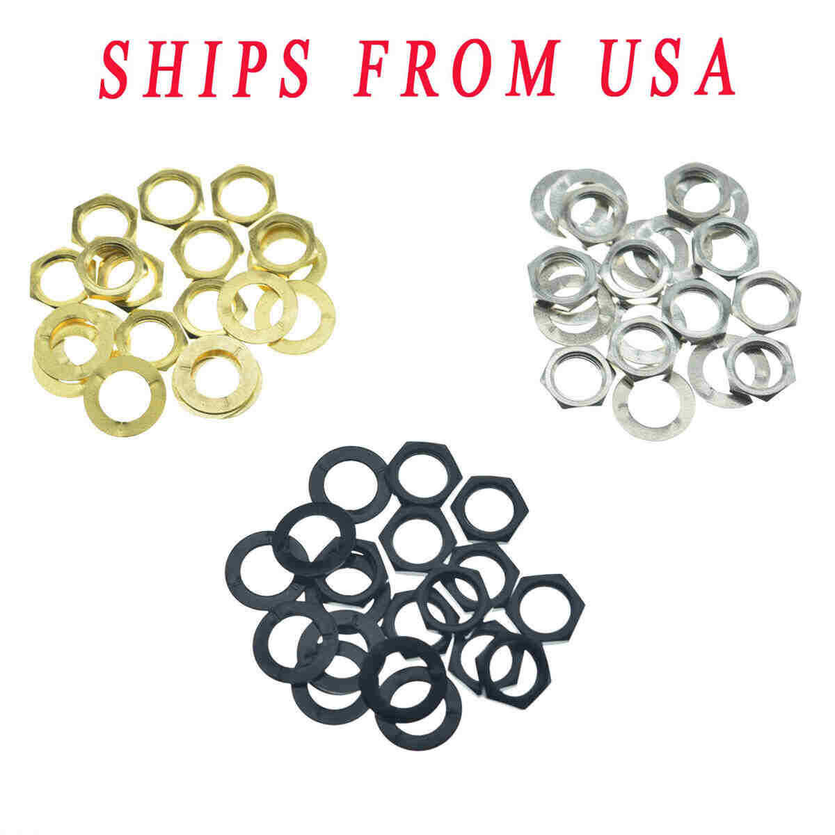 US 3/8″ Guitar Pot/Jack Hex Nuts Washers fits CTS Pot/Switchcraft/PureTone Jack