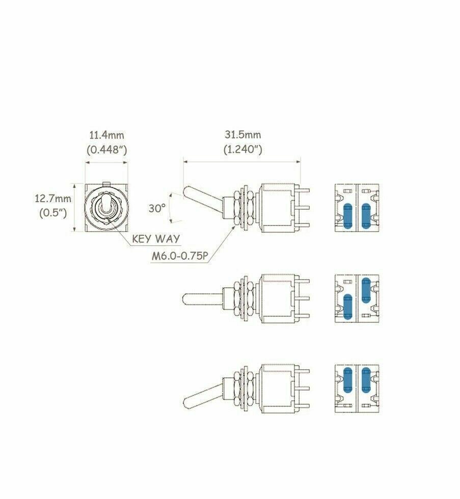 Switch Mini Toggle ON/ON/ON Black Series/Split/Parallel Tiaway