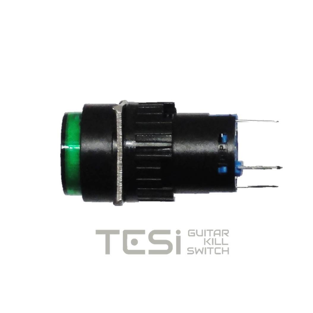 Tesi NELLI 16MM LED Pushbutton Momentary Guitar Kill Switch EVH Style Green