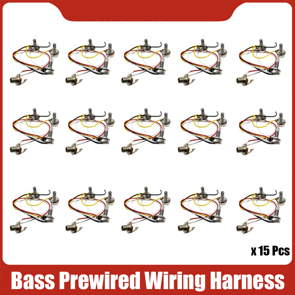 15-Piece Pre-Wiring Kit 2 Rolls 1 Tone w/ 3-500K Pots Jazz Bass Guitar Harness