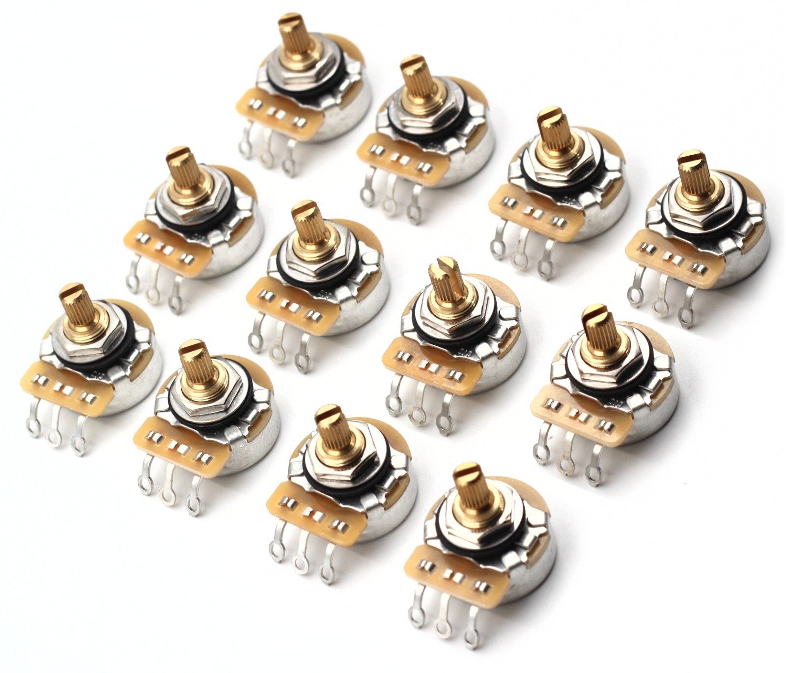 CTS 450G 250K Brass Short (1/4″) 10% Audio Taper Potentiometers Bulk Lot of 12