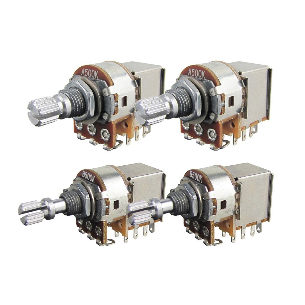 2 A500K& 2 B500K Push Pull Switch Control Guitar Potentiometer Taper Short Shaft