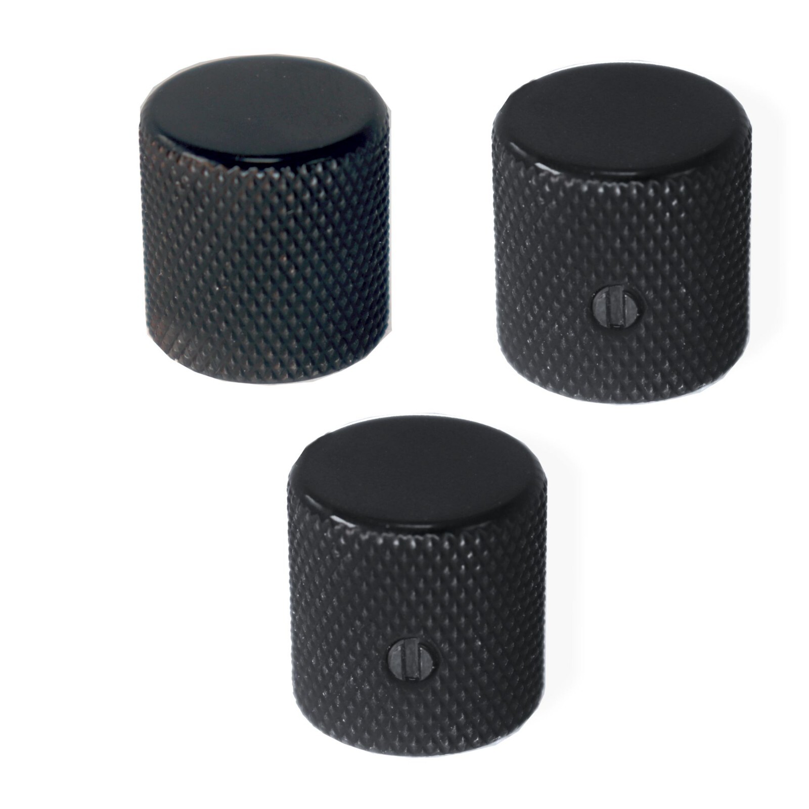 Knob Screw on 1/4 Black ultra knurled edge 3 Pack 0811278BK-3P