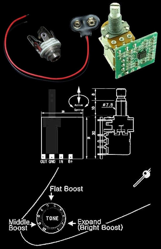 Guitar Parts Electronics ACTIVE CIRCUIT – ARTEC EXP – ONBOARD – Tone Expander