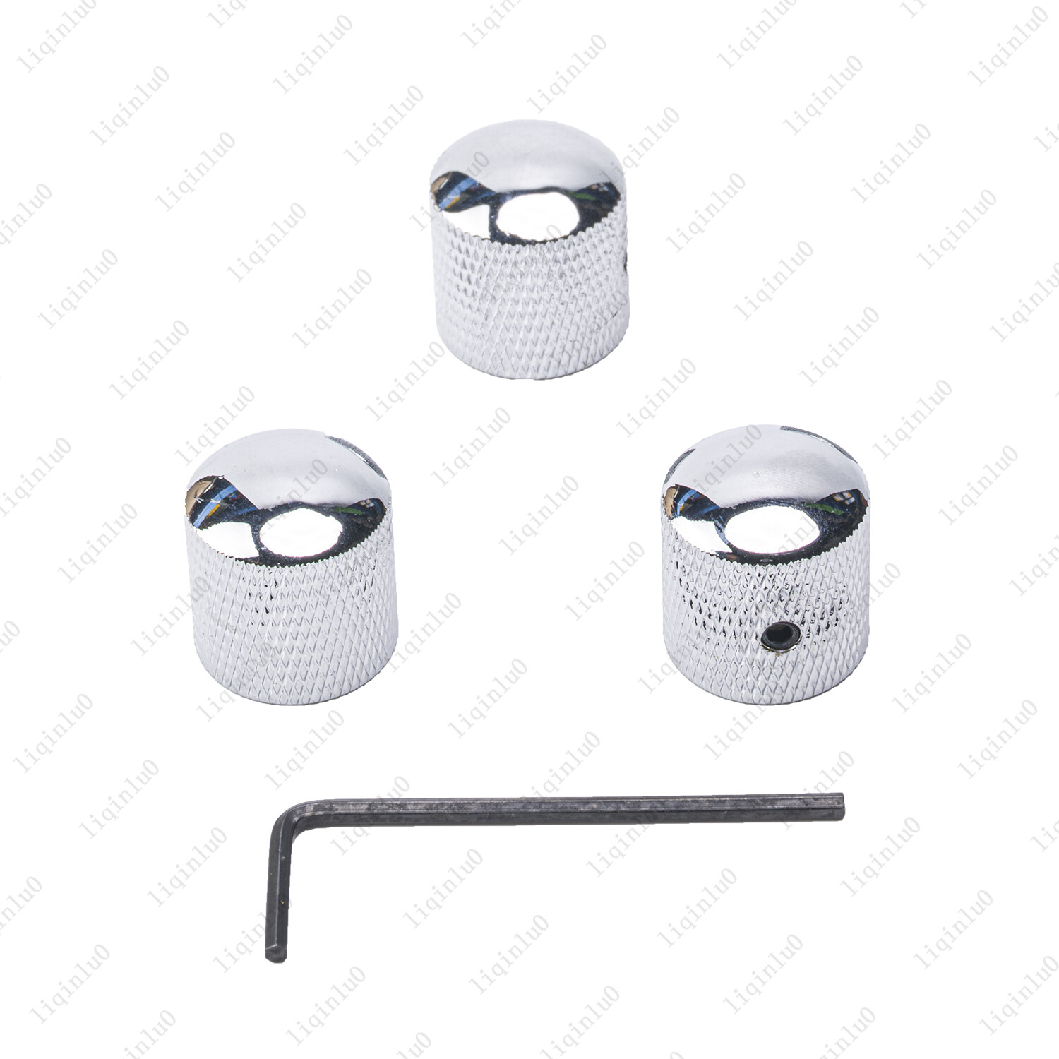 3 Pcs Silver Set Screw Chrome Metal Guitar Dome Knobs for Strat or Bass Knob