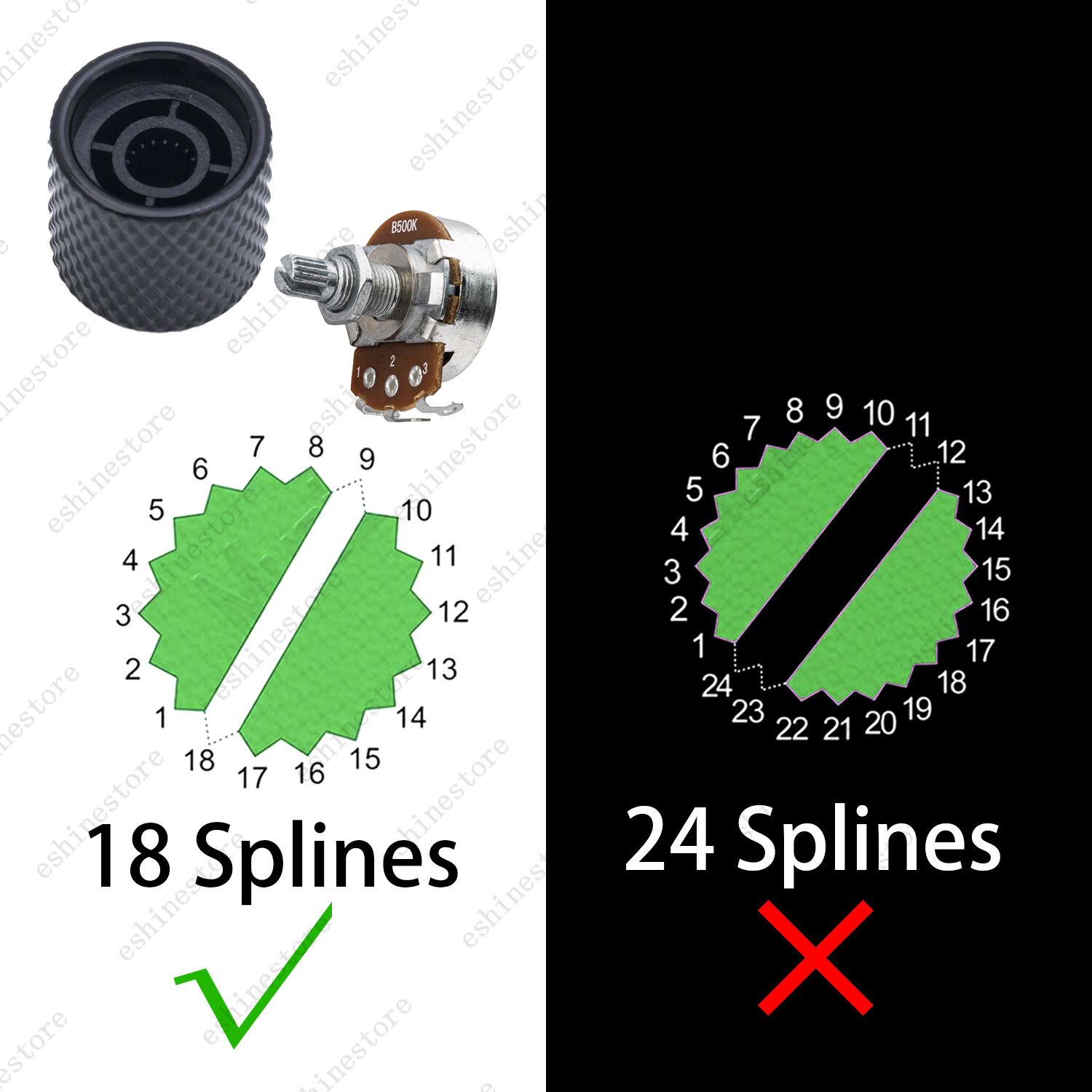 1x-4x Metal Guitar 6mm Shaft 18 Spline Volume Tone Knobs For EPI IBANEZ PRS