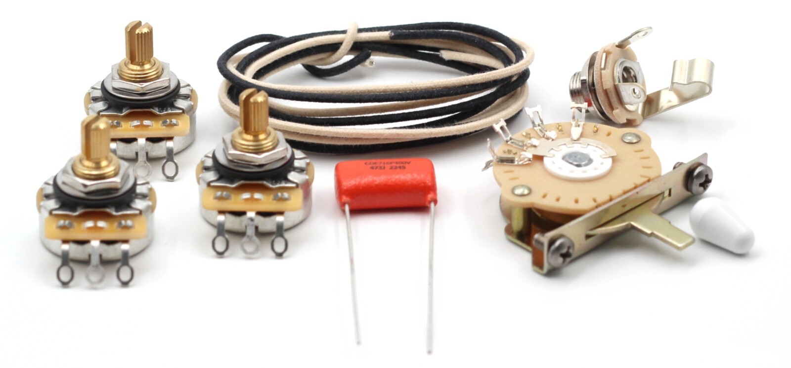 TAOT Stratocaster® Wiring Kit – CTS 450G, Oak 5-way, .047 OD Cap – Strat®