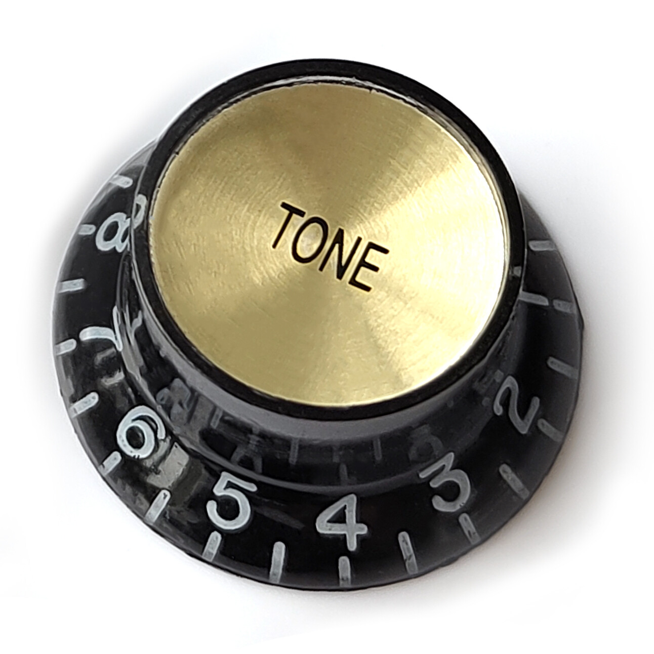 Top Hat Bell Reflector Knobs – Volume Tone Guitar -Left Handed Black Gold