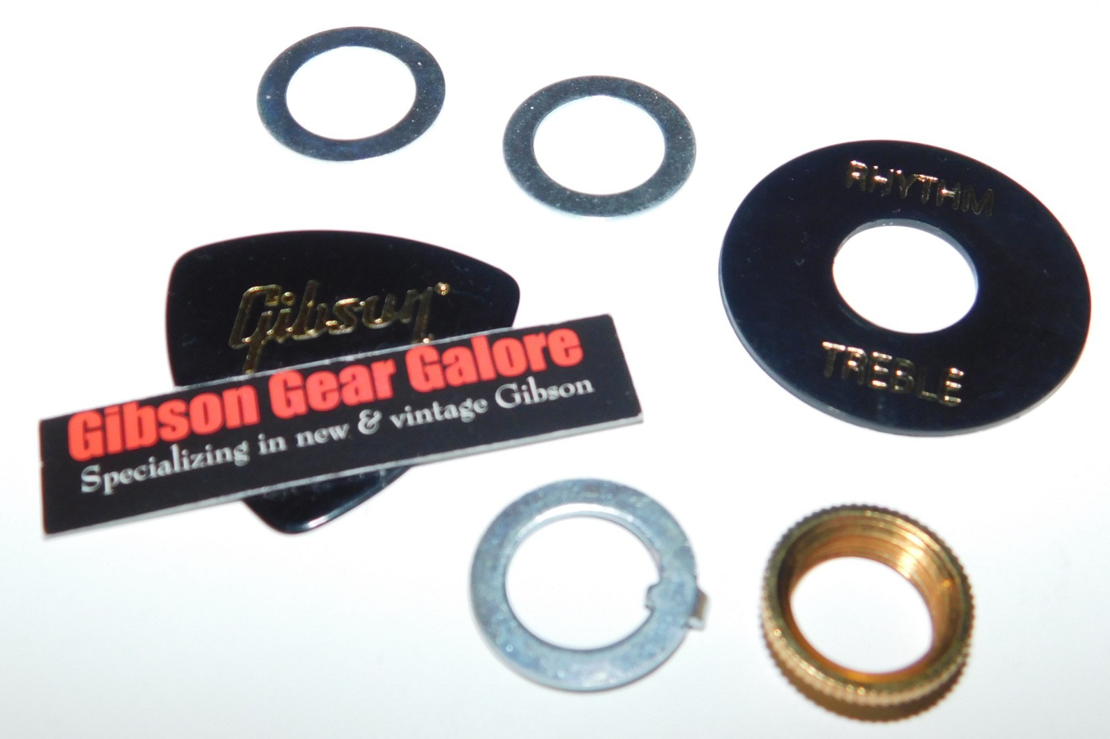 Gibson Les Paul Custom Switch Washer Blk Gold Mounting Nut Guitar Parts Project