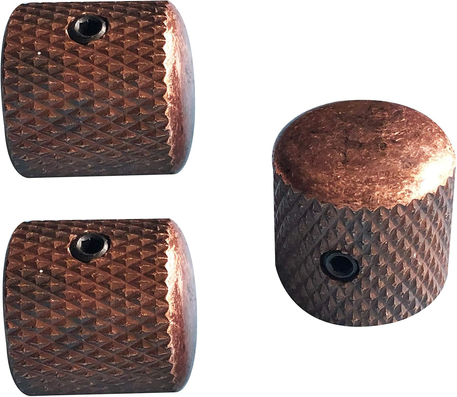 Guitar Knobs Set of 3 for 6mm Pots – Tone & Volume Control Antique Bronze