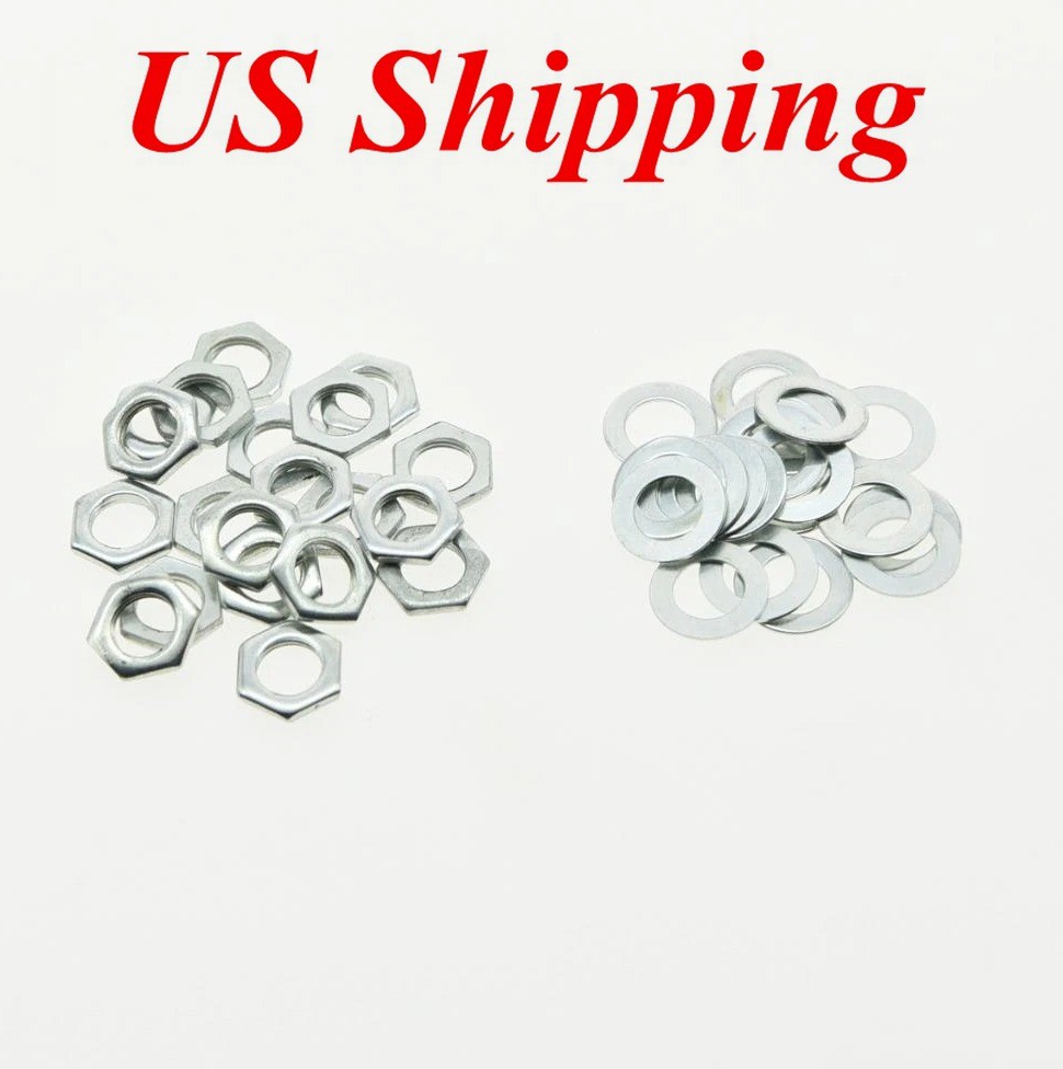 KAISH 20x Zinc Metric Size M8 Guitar Nuts and Washers for Large Metric Pots