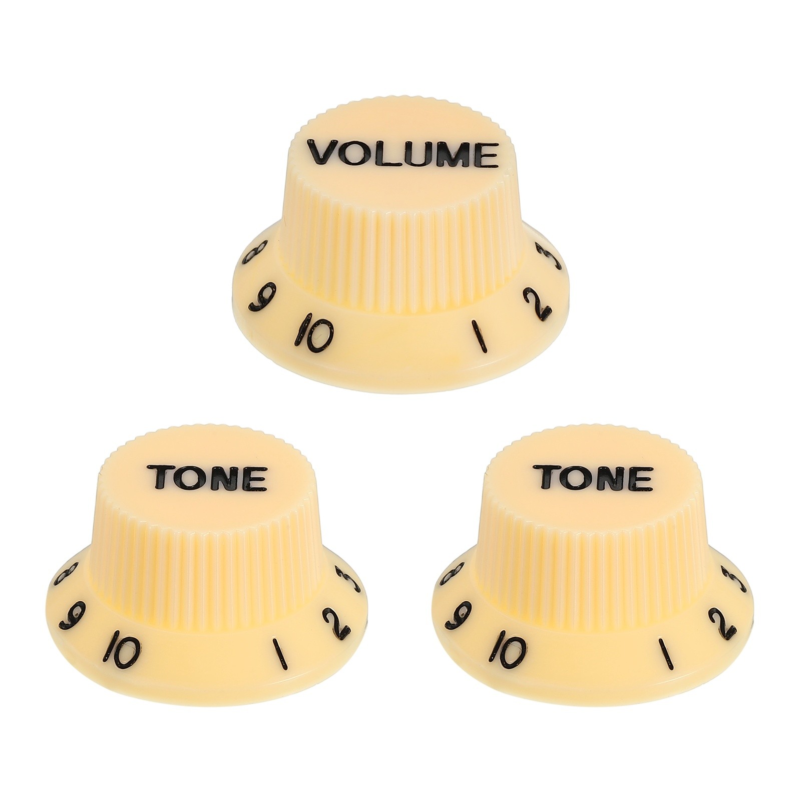 3pcs Metric Top Hat Bell Knobs, Control Guitar Knobs, Cream white Black