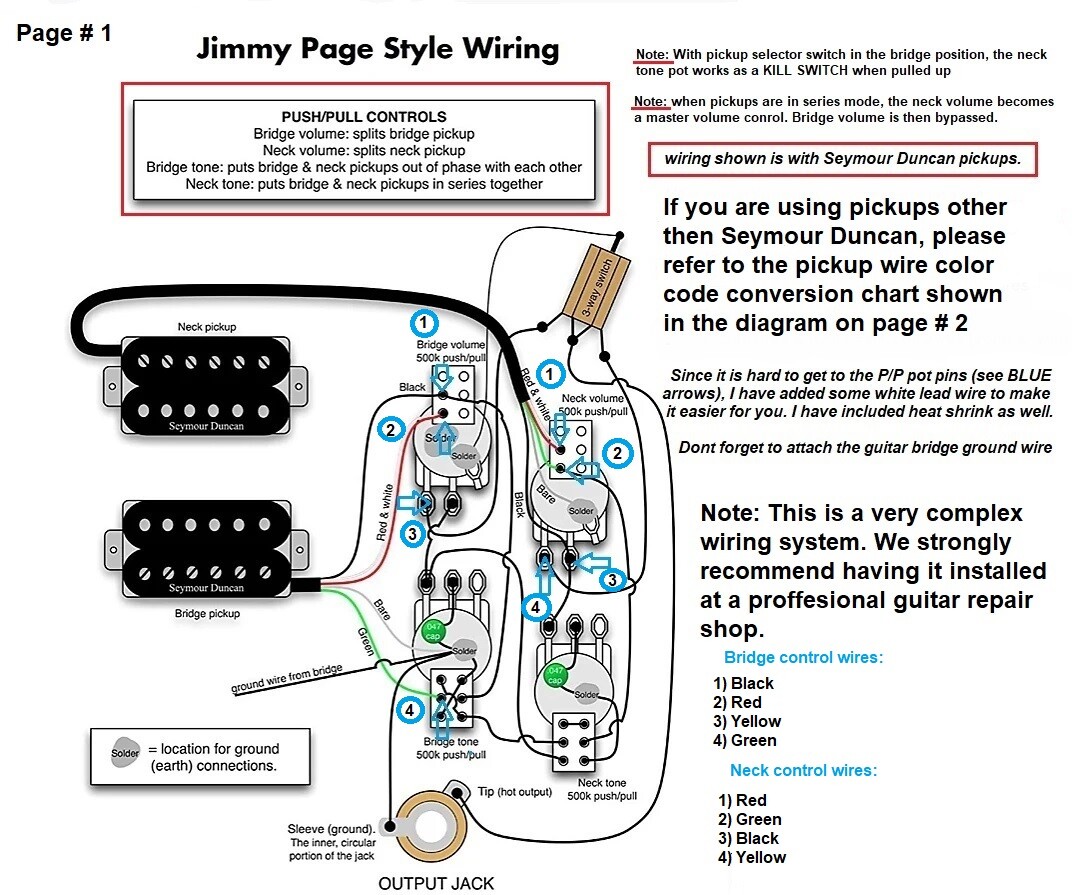 Wiring harness Jimmy Page upgrade for Gibson SG NEW!