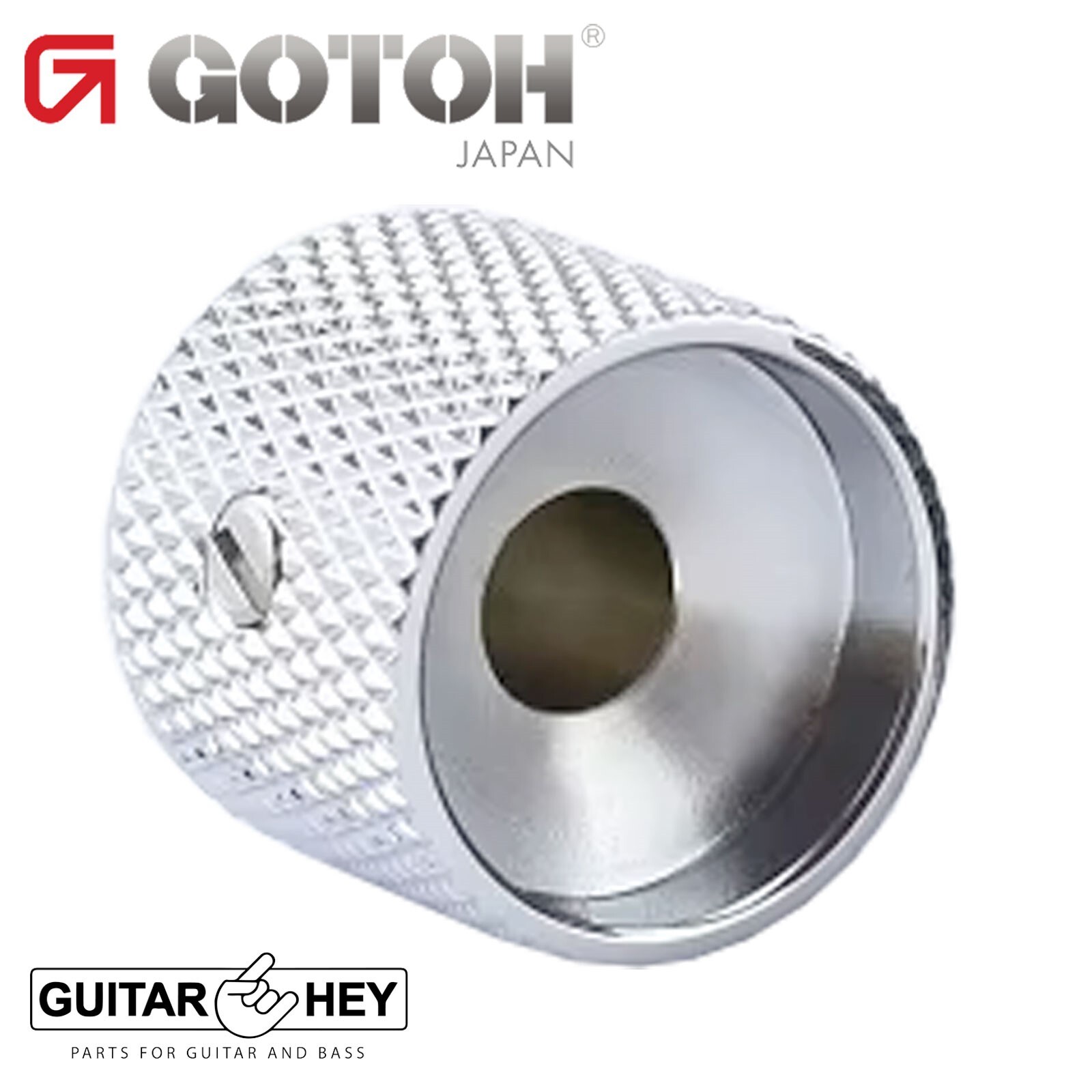NEW (1) Gotoh VK1-19 – Control Knob – DOME – Bass Guitar 6mm hole METAL – CHROME