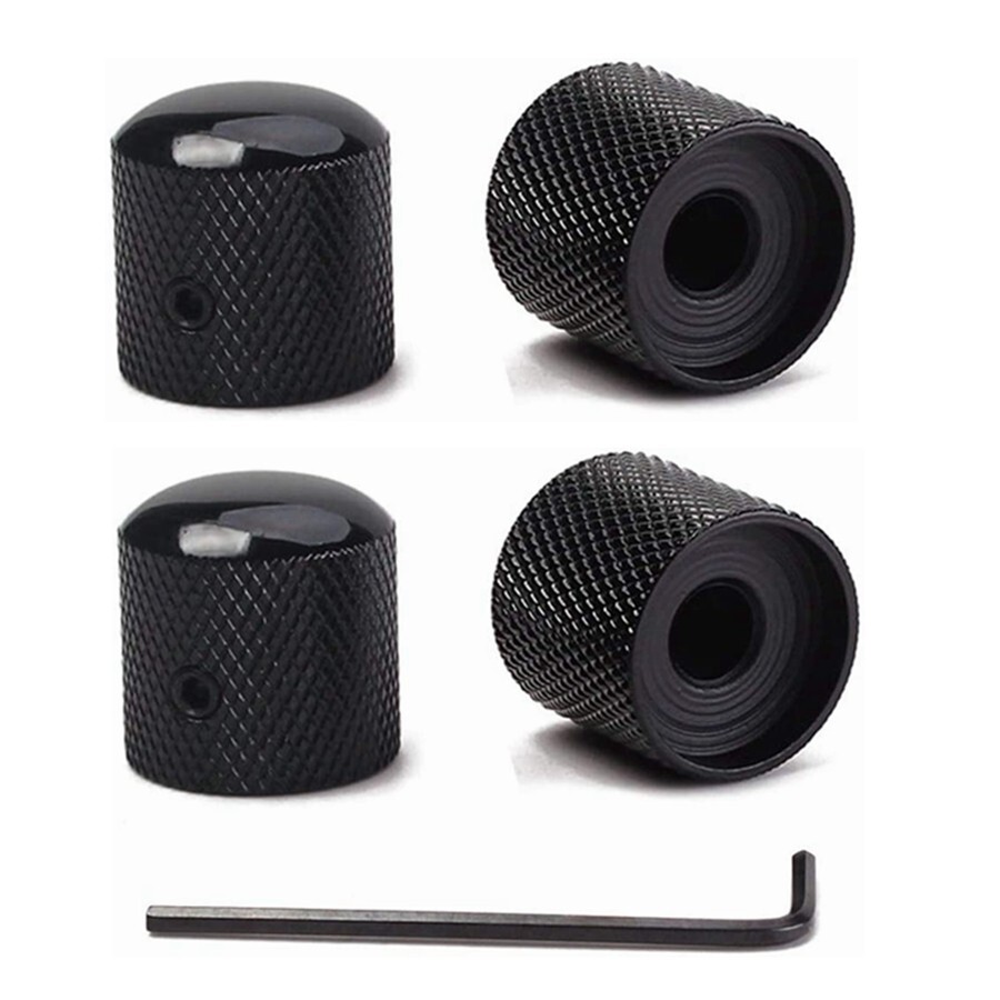 4 Pcs Barrel Knobs for P Bass/Telecaster Ibanez Domed Knurled Volume Tone N442