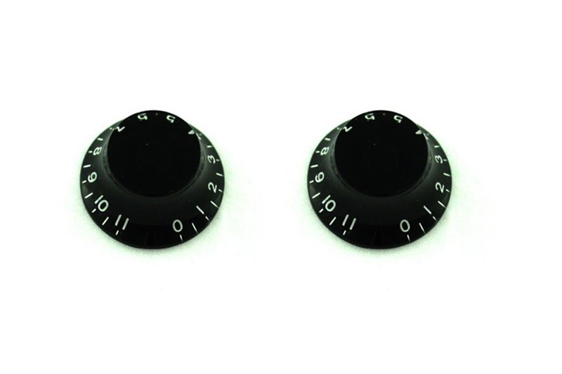 NEW – Guitar Bell Knobs (2), 0-11, For USA Split Shaft Pots – BLACK