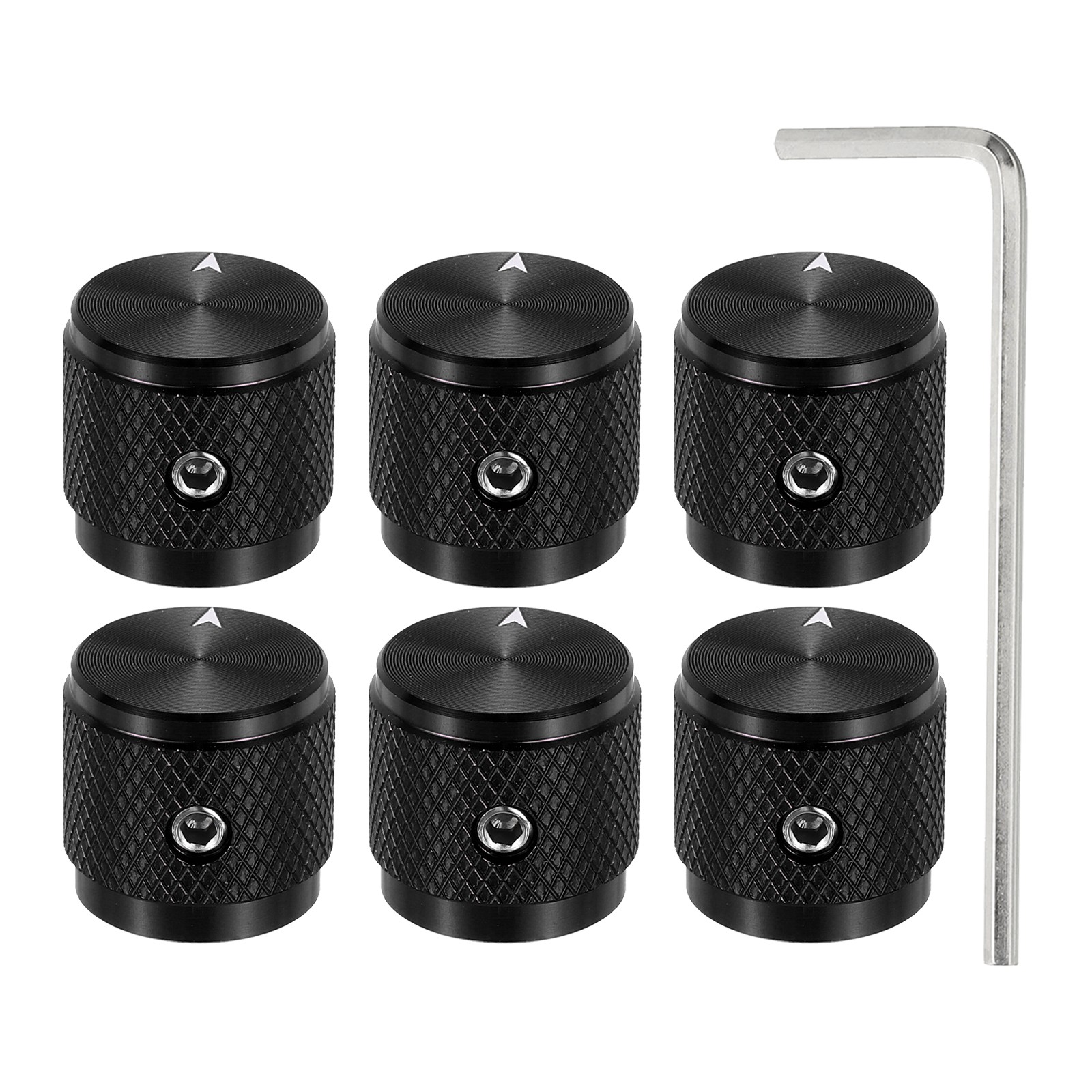 6 Pcs Aluminium Knobs, 1/4″ (6mm) with Arrow Indicator, 5/8″ Black