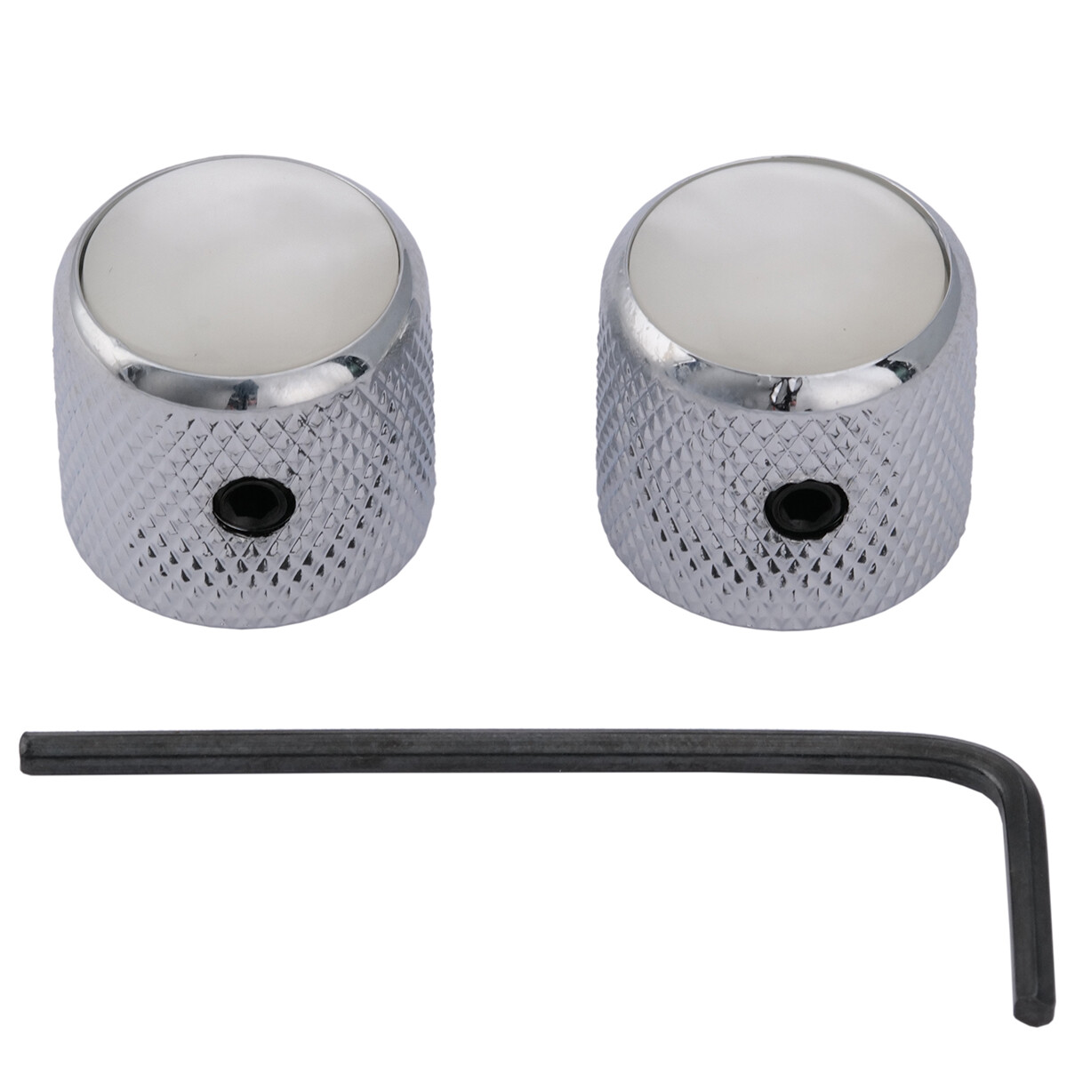 Musiclily Pro 2Pcs Chrome 6mm Steel White Pearl Top Dome Knob For Tele Guitar PB