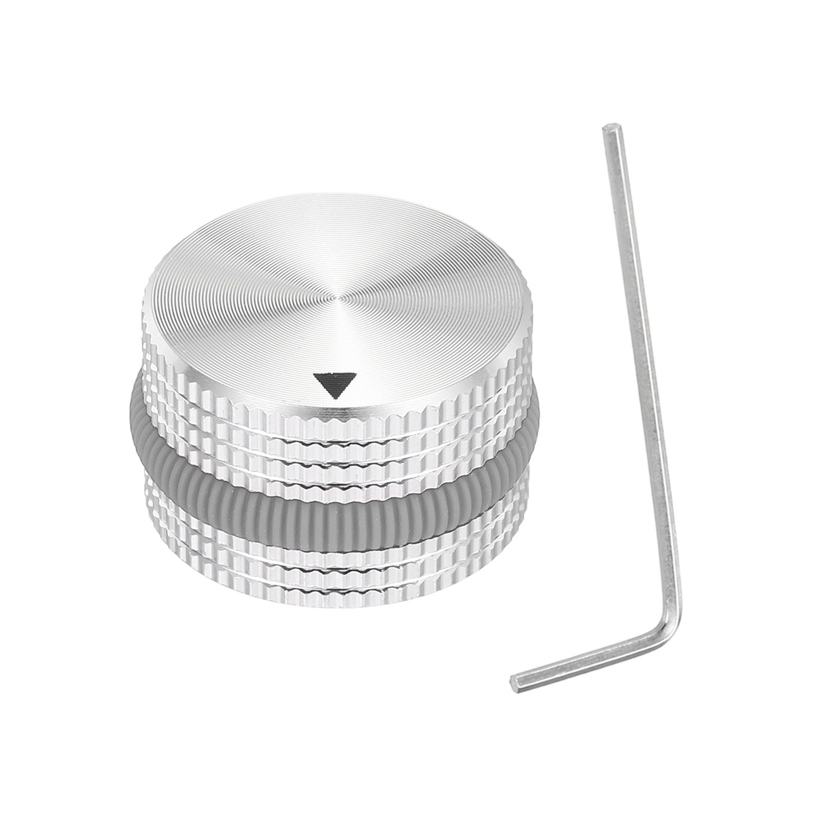 Aluminium Potentiometer Knobs, 1/4″ w White Gray Rubber Ring