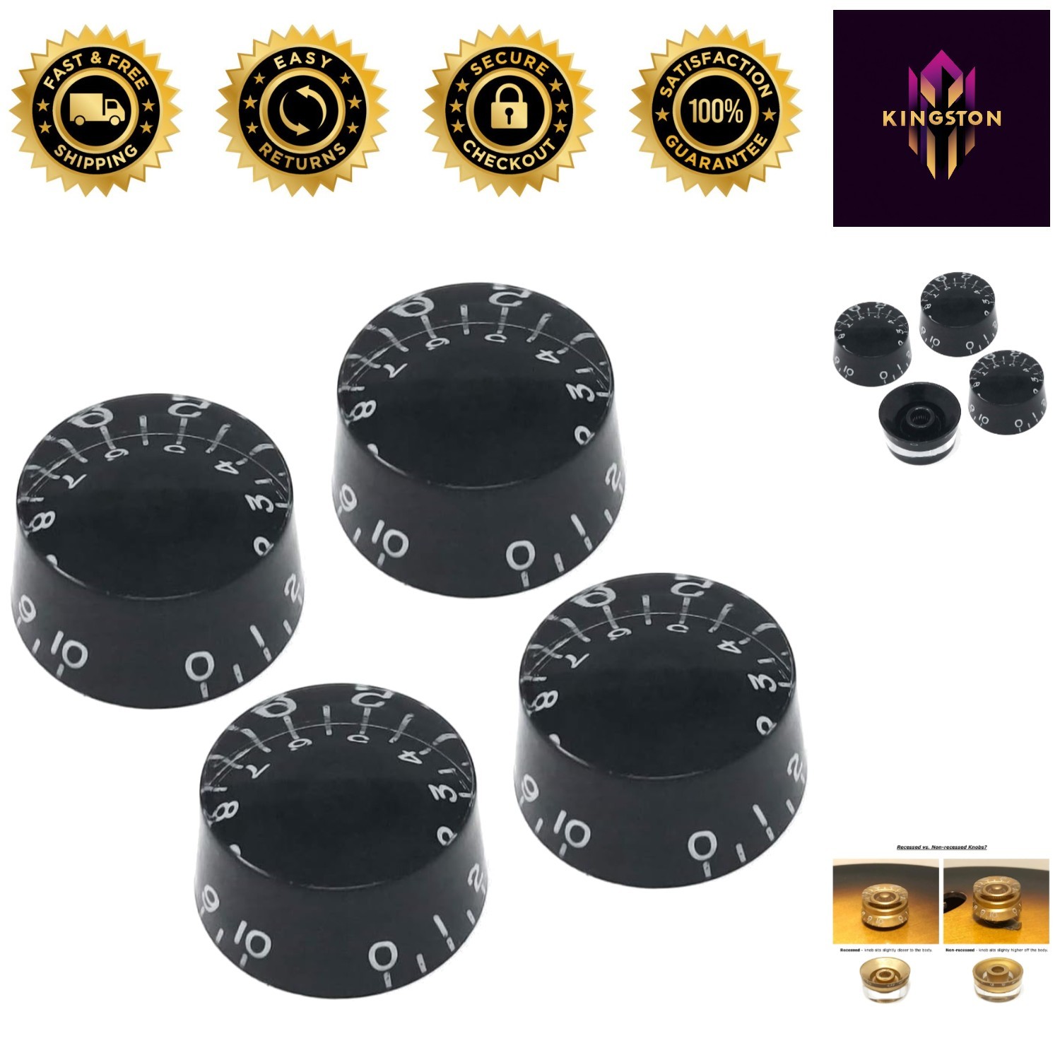 High-Quality Black Speed Knobs for Import & Epiphone Guitars – Factory Fresh