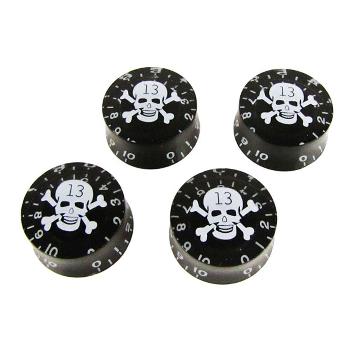 Musiclily 4Pcs Metric Plastic Skull Head Speed Control Knob For LP Style Black