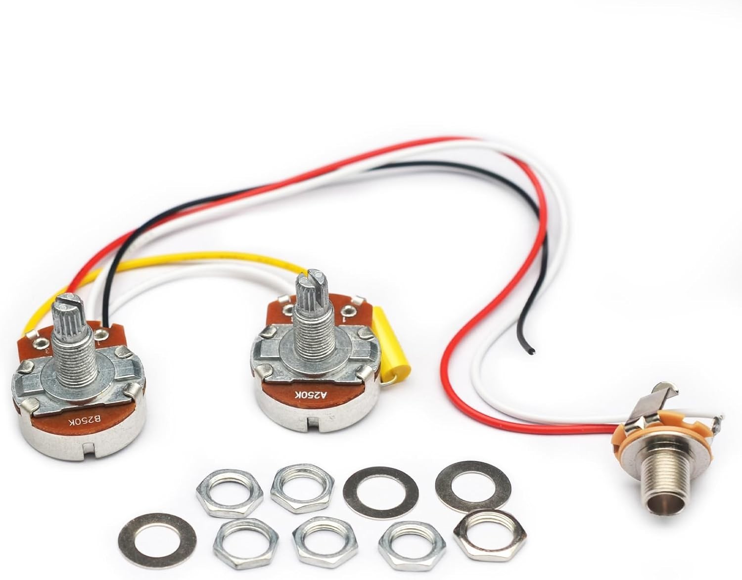 Prewired Bass Guitar Wiring Harness 250K Pots Volume Tone Jack P Bass Upgrade Ki