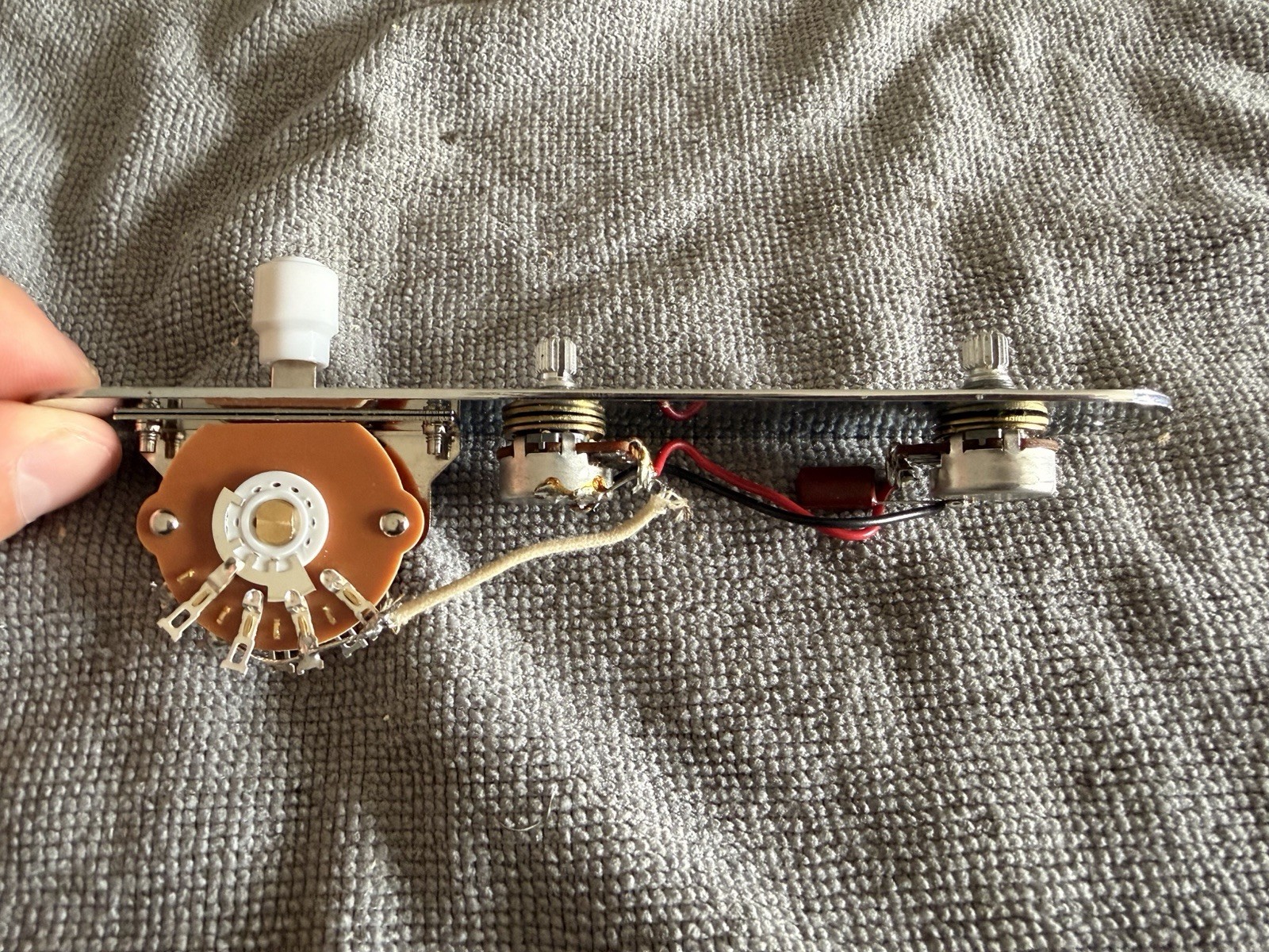 3 way Squier Telecaster Selector Switch Assembly w/ Output Jack, chrome
