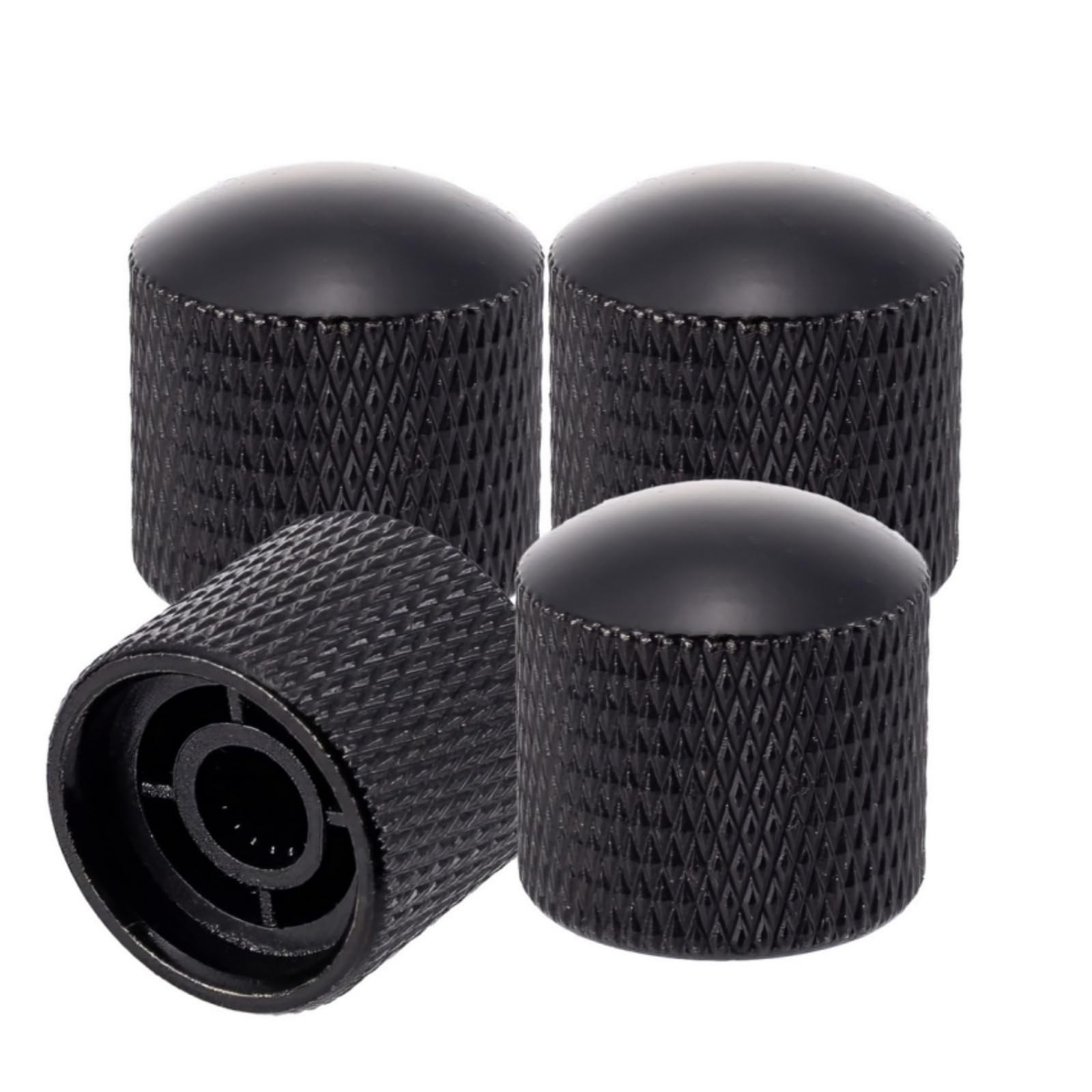 4Pcs Black Metal Guitar Control Knob Volume Tone Control Dome Knobs Guitar Ba…